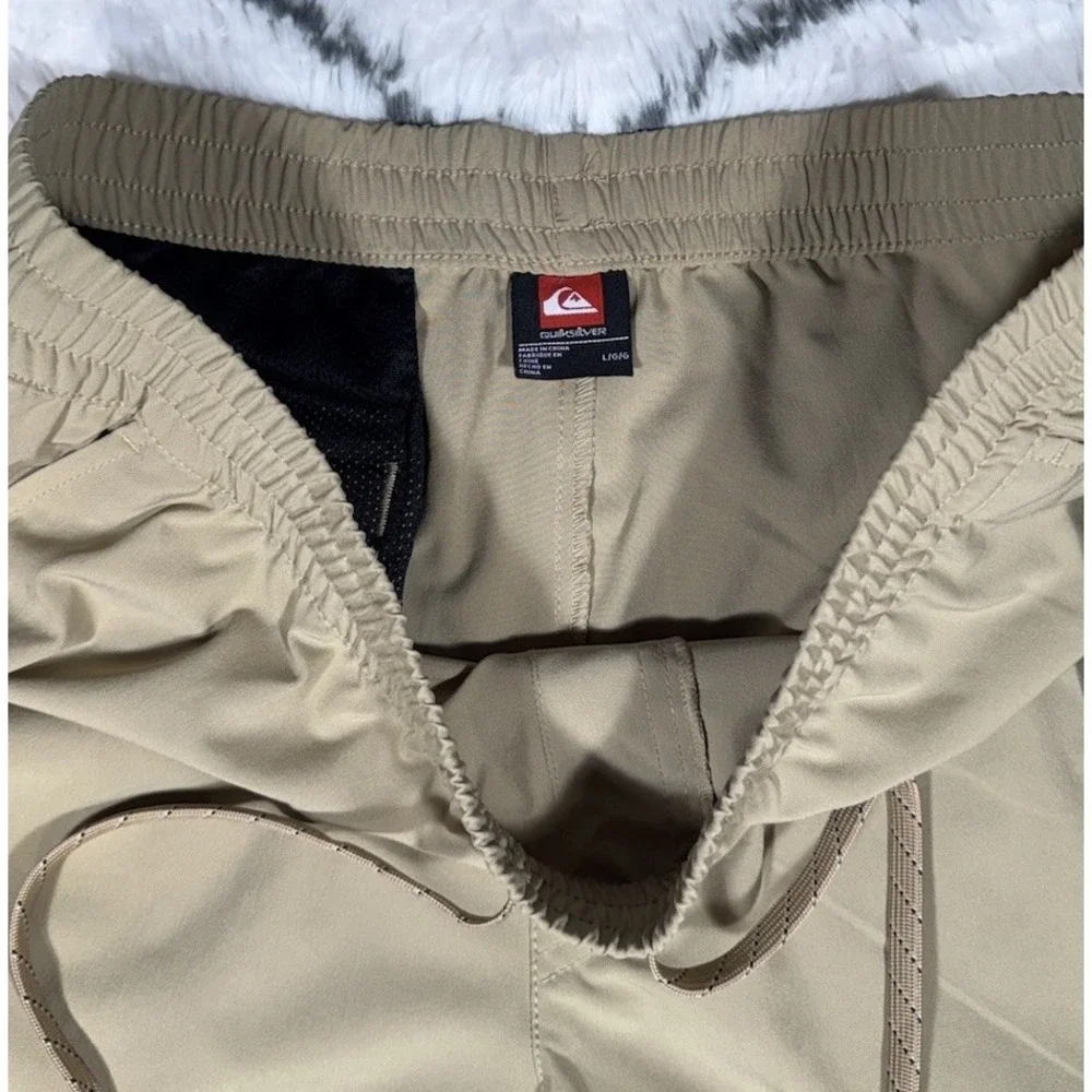 QUIKSILVER‎ Seaside Elastic Waist Hybrid Swim Shorts Khaki Men's Sz L *NEW* $50
